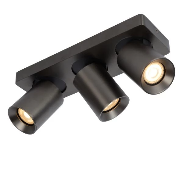 Lucide NIGEL - Spot plafond - LED Dim to warm - GU10 - 3x5W 2200K/3000K - Acier Noir - DETAIL 2